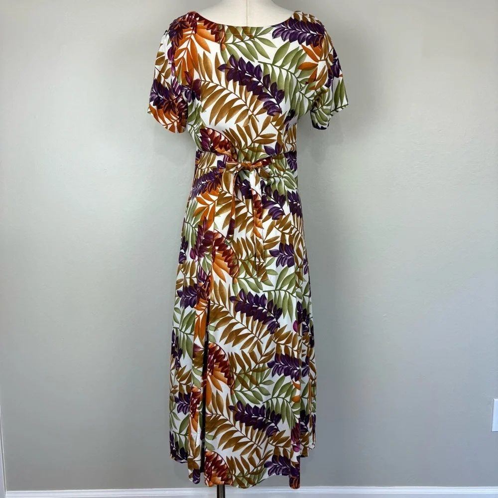 Jennifer Moore Maxi Dress Sz M Floral‎ Print Fit & Flare Tradwife Vintage Modest